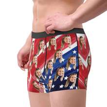 定制男士趣味内裤，印有妻子肖像的个性化照片平角内裤，送给男朋友或丈夫的有趣礼物 - 黑色 - 查看 6