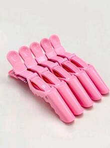 Set de 5 piezas de pinzas para cabello de cocodrilo o caimán para salón de belleza, accesorios de peluquería para peinado y seccionamiento - Rosa - Ver 1