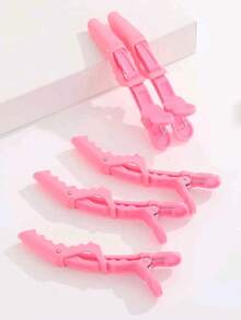 Set de 5 piezas de pinzas para cabello de cocodrilo o caimán para salón de belleza, accesorios de peluquería para peinado y seccionamiento - Rosa - Ver 2