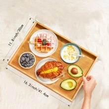 Bamboo Bed Tray Table With Foldable Legs, Breakfast Tray For Sofa, Bed, Eating, Working, Used As Laptop Desk Snack Tray - Multicolor - View 5