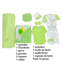 Kit De Bienvenida O Salida de Hospital para Recién Nacido O Bebés (incluye 12 pzas) - Verde - Ver 2