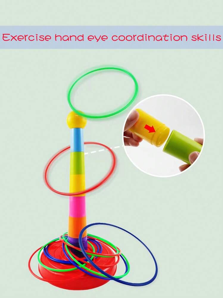 1 Set Juego apilable para niños con arco iris y lazo para lanzar, enfocado en interacción entre padres e hijos y desarrollo cerebral (color al azar) - Multicolor - Añade 2