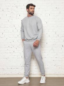 Men Hoodie & Sweatshirt Co-Ords - Grey - View 1