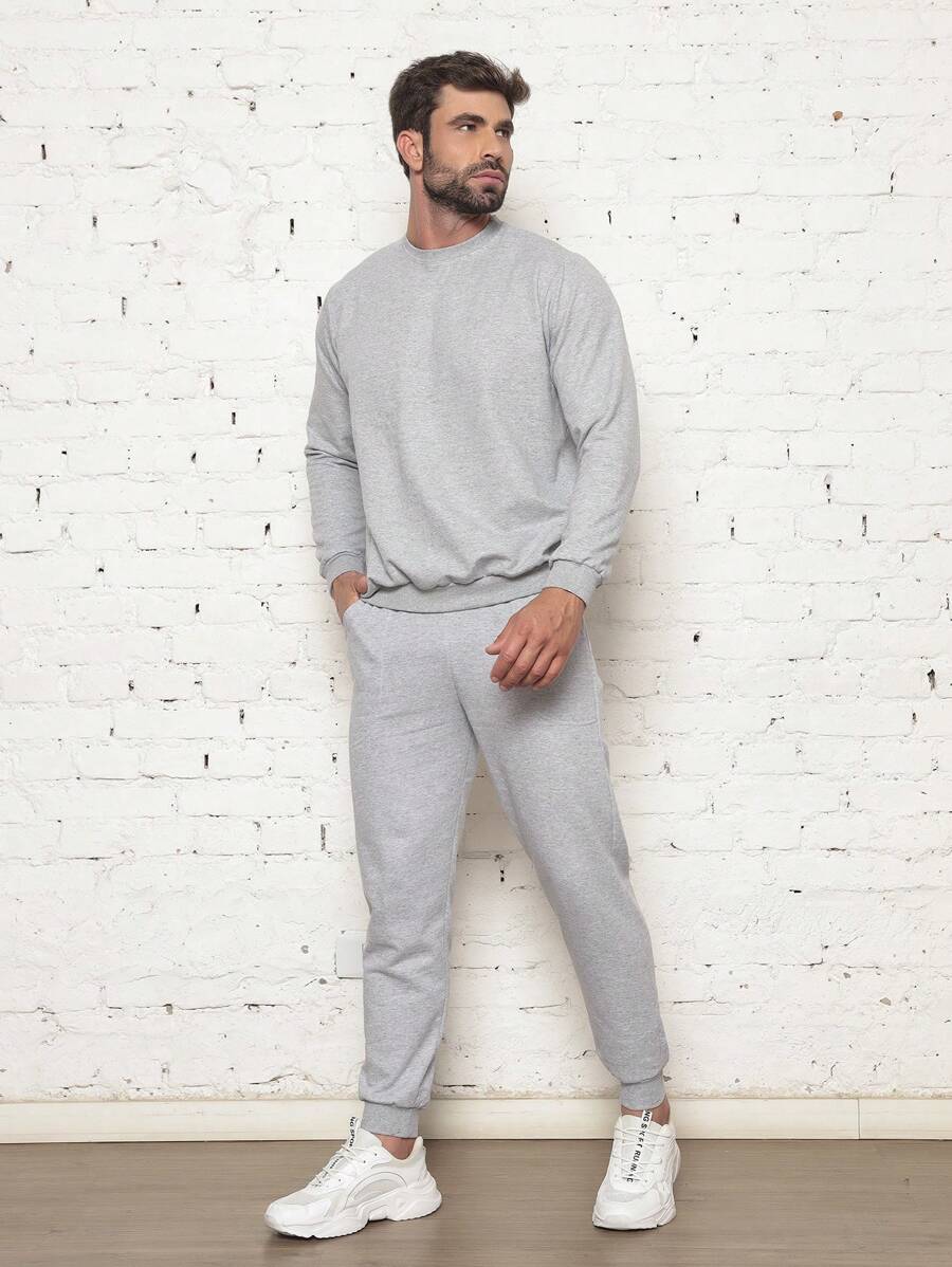 Men Hoodie & Sweatshirt Co-Ords - Grey - View 1