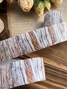 40mm X 2m Wood Grain Theme Washi Tape, Forest Tracks Series, Tree Texture Pattern, DIY Journal And Diary Decoration, Repeating Adhesive Sticker For Journaling - Multicolor - View 3