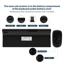 JOMAA 人体工学 2.4G 无线键盘鼠标套装 1600 DPI 无噪音点击设计 无线键盘鼠标组合 适用于 PC/笔记本电脑/台式机 - 灰色 - 灰色 - 查看 3