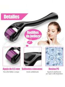Derma roller Facial, Capilar, Barba Regenera Colágeno rodillo de microagujas - Negro - Ver 2