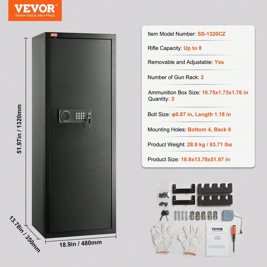 VEVOR Gun Safe Rifle Safe With Fingerprint & Digital Keypad Lock For 6