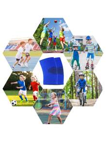 1 Pair Kids Knee Pads With Good Elasticity, Soft And Comfortable, Suitable For Basketball, Volleyball, Sports, Gymnastics - Blue - View 3