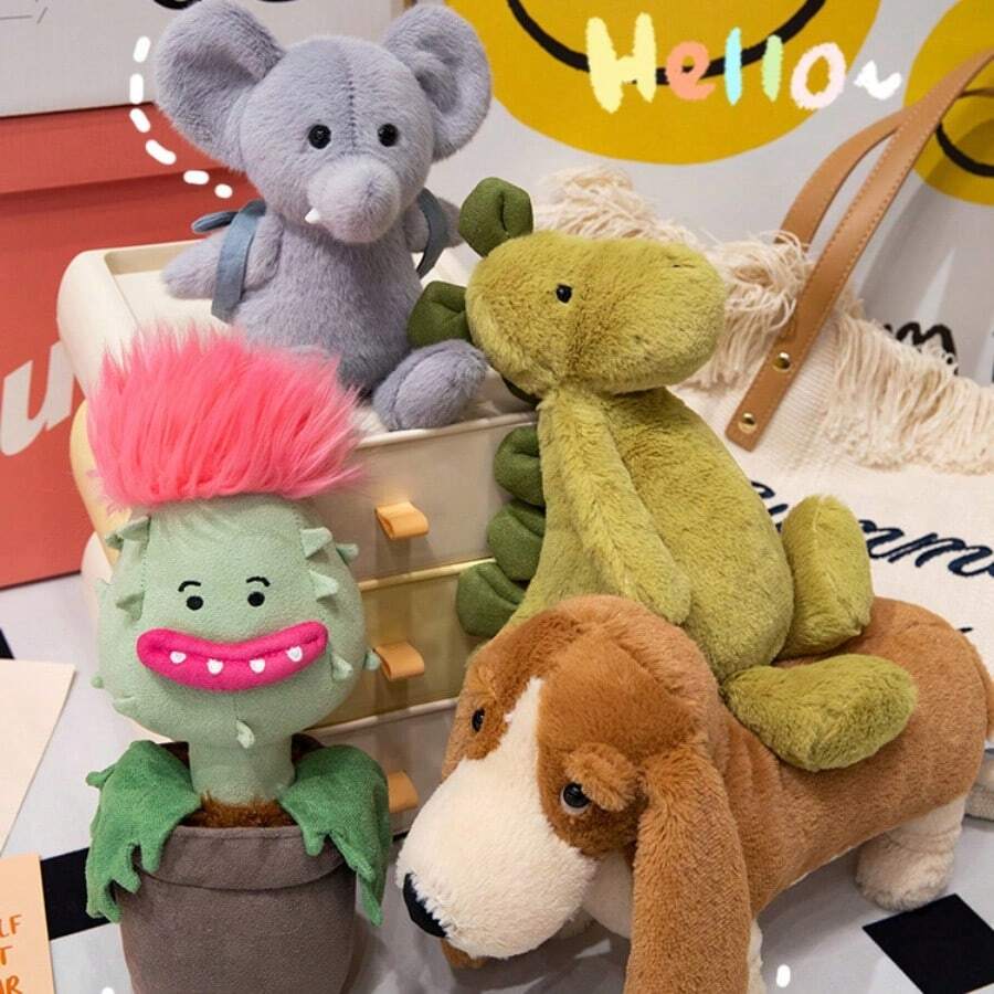 1 件舒缓动物系列毛绒玩偶：恐龙、小猎犬、大象或捕蝇草玩偶装饰礼物 - 彩色 - 查看 1