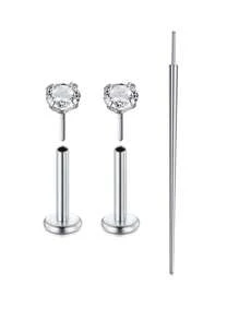 CIZME 3 bucăți 16G/18G/20G Butoane fără fir pentru nas Bijuterii piercing labret din oțel inoxidabil pentru Tragus Monroe Cercei pentru cartilaj Helix pentru buze pentru femei bărbați, șuruburi fără fir pentru nas CZ inele pentru nas pentru femei bărbați inele labret din oțel inoxidabil inele pentru buze ineluri pentru buze CZ Tragus Helix Piercing Bijuterii hipoalergenice, cercei cu spate plat