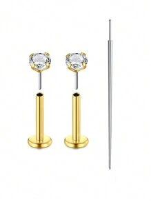 CIZME 3 bucăți 16G/18G/20G Butoane fără fir pentru nas Bijuterii piercing labret din oțel inoxidabil pentru Tragus Monroe Cercei pentru cartilaj Helix pentru buze pentru femei bărbați, șuruburi fără fir pentru nas CZ inele pentru nas pentru femei bărbați inele labret din oțel inoxidabil inele pentru buze ineluri pentru buze CZ Tragus Helix Piercing Bijuterii hipoalergenice, cercei cu spate plat