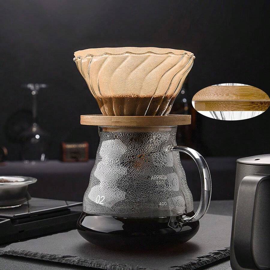 1pc 手冲咖啡滤杯 V60 咖啡滤壶 云形壶 咖啡滤纸分享壶 学校用品 - 通用原色竹托(V50/V60濾杯適用) - 查看 1