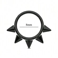 16G 鼻中隔环 316L 不锈钢鼻环 身体穿孔首饰 适用于鼻中隔/鼻子/耳垂 - 不锈钢软骨耳环 男女皆宜 - 黑色 - 查看 20