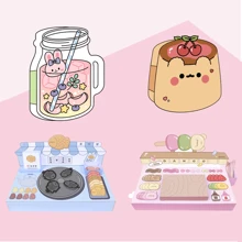 Rabbit Peach Orchard Juice Pudding Mochi Stand Paper Cutting Album Toy Book Box Cartoon Pink Skin Care Fan Lovely Paper Craft Handmade Quiet Book DIY Material Included - Multicolor - View 1