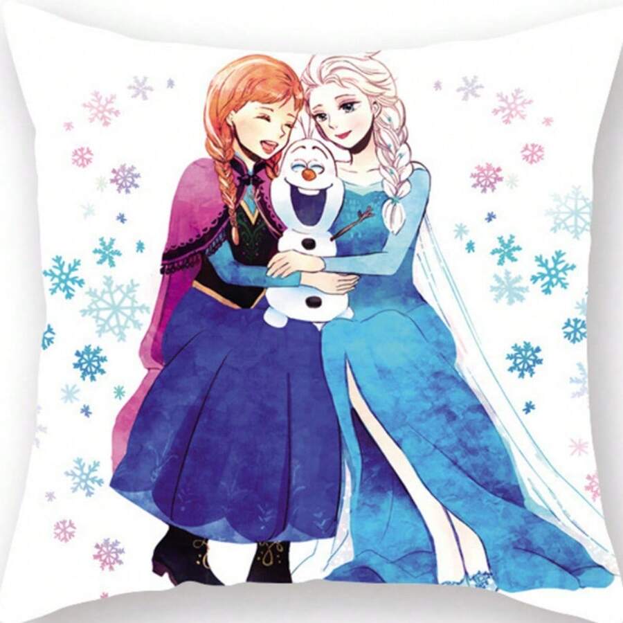1入組動畫《冰雪奇緣》公主裝飾枕套，45x45cm（不含枕芯），單面印花，柔軟材質，適用於沙發、汽車、臥室裝飾 - W0251-24 - 查看 1