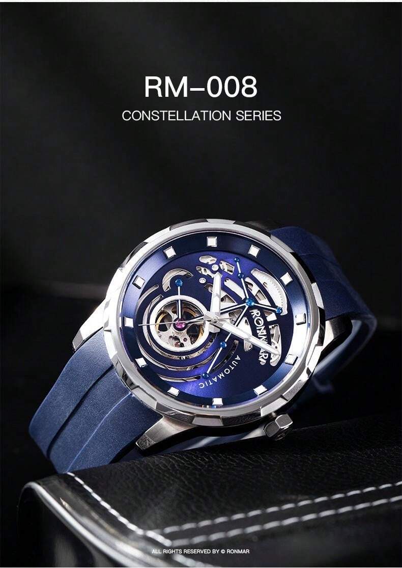 TYBERLEY Moda Uomo Orologio Meccanico Automatico Acciaio Inox Cinturino in Pelle Impermeabile Semplice Orologi da Polso Business sportivo PD2770