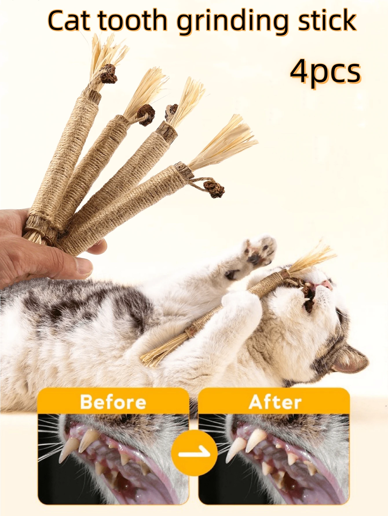 4pcs Cat Chew Toys Set, For Grinding Teeth And Cleaning Teeth, Made Of