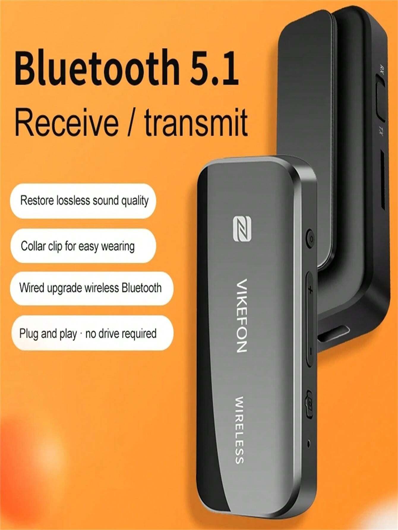 VIKEFON Bluetooth 5.0 Aux Adapter Wireless Dongle NFC 3.5mm Jack ...