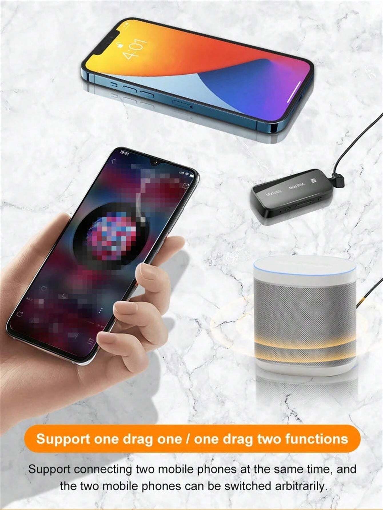 VIKEFON Bluetooth 5.0 Aux Adapter Wireless Dongle NFC 3.5mm Jack ...