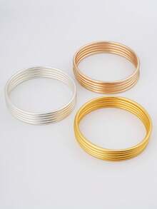 5pcs/Set Nickel-Free -Friendly Matte Gold, Matte Silver, And Imitation Gold Plated Bracelet, Classic Style For Women's Party, Wedding, Daily Wear, Gift Giving, Exported To The  Region - Ring Bracelet - View 12