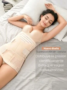 Fajas deportivas de skinny una pieza de color sólido para mujer,top ajustado de cintura cómodo y transpirable, top de yoga y fitness para jogger y correr. - Albaricoque - Ver 2