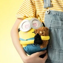 Miniso Bob + Tim Collection 8" (20 Cm) Hugging Bob With Tim Bear Plush Toy – Cute Stuffed Animals, Kawaii Bedding Pillow For Kids, Perfect Gift For Any Occasion