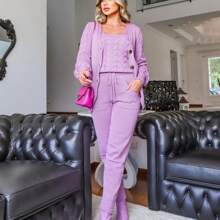 Women Sweater Co-Ords - Purple - View 4