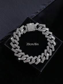 1入組嘻哈時尚冰晶15.5mm項鍊和手鍊，男女適用，時尚，適合男士作為禮物 - 5331FG - 查看 16