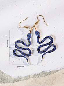 有趣可愛的語錄耳環，萬聖節耳環，藍色斑點蛇和鳥類愛好者丙烯酸樹脂耳墜，分層垂飾耳環適用於女性和女孩。適合夏季度假，假日，海灘派對，送給她和情侶的禮物。 - 萬聖節耳環 藍色斑點蛇 - 查看 1