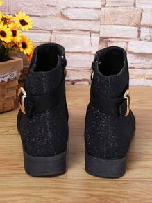 2025 Herbst/Winter Neue Plateausohle Seitlicher Reißverschluss Patchwork Modestiefel, Lässige Dekorative Damenstiefel - Schwarz - Übersicht 5