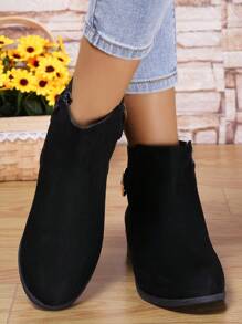 2025 Herbst/Winter Neue Plateausohle Seitlicher Reißverschluss Patchwork Modestiefel, Lässige Dekorative Damenstiefel - Schwarz - Übersicht 6