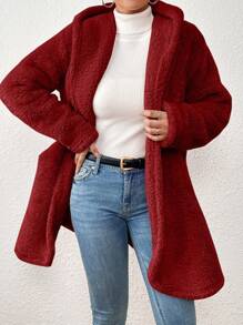 Women Winter Coats - Burgundy - View 4