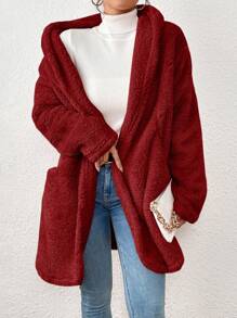Women Winter Coats - Burgundy - View 1