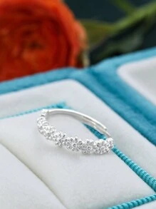 1pc Romantic White Chrysanthemums Toe Ring Ladies Jewelry For Women 925 Sterling Silver Exquisite Seaside Vacation Opening Foot Ring Fine Jewelry Gifts For Girls Vintage Party For Holiday - Style 1 - View 4