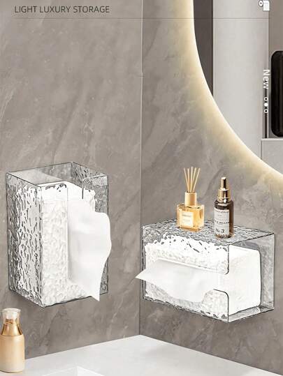 1pc Luxury Glacier Pattern Wall Mounted Tissue Box Holder, Hotel Bathroom Paper Dispenser,Tissue Box Holder,Napkin Holder,Festival Family Gathering,Kitchen Dining Table DecorFor Home Kitchen Bedroom Living Room Dining Room, Home Decoration Accessories, Decorative Box,Women Wedding Gift,Summer Travel Holiday Festival Must-Have