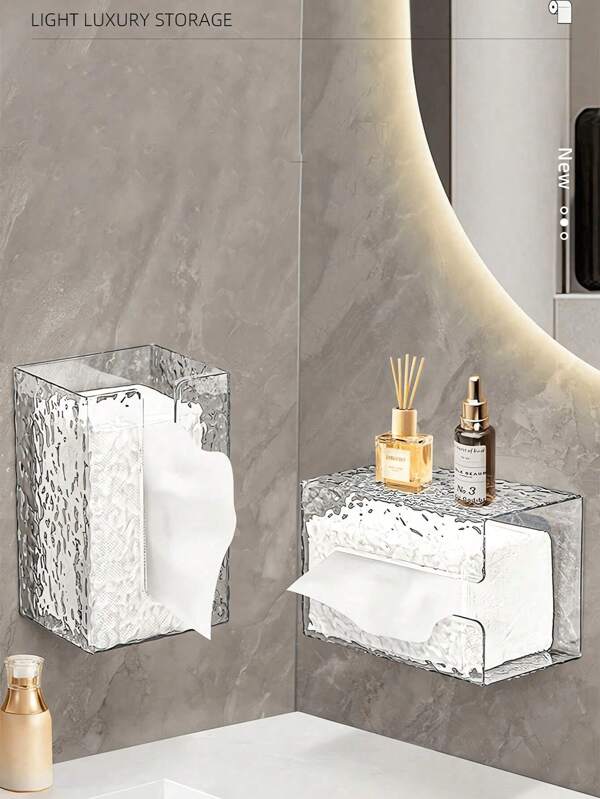 1pc Luxury Glacier Pattern Wall Mounted Tissue Box Holder, Hotel Bathroom Paper Dispenser,Tissue Box Holder,Napkin Holder,Festival Family Gathering,Kitchen Dining Table DecorFor Home Kitchen Bedroom Living Room Dining Room, Home Decoration Accessories, Decorative Box,Women Wedding Gift,Summer Travel Holiday Festival Must-Have
