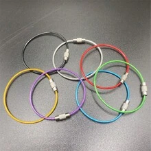 15 piezas llaveros de alambre de acero inoxidable recubierto de plástico de colores surtidos al azar - multicolor - Ver 3
