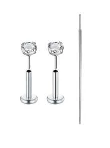 CIZME 3 bucăți 16G/18G/20G Butoane fără fir pentru nas Bijuterii piercing labret din oțel inoxidabil pentru Tragus Monroe Cercei pentru cartilaj Helix pentru buze pentru femei bărbați, șuruburi fără fir pentru nas CZ inele pentru nas pentru femei bărbați inele labret din oțel inoxidabil inele pentru buze ineluri pentru buze CZ Tragus Helix Piercing Bijuterii hipoalergenice, cercei cu spate plat