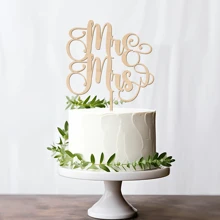 Decoración de pastel de bodas o compromiso de topper 'Sr. y Sra.' En madera (tamaño grande) - de madera - Ver 4