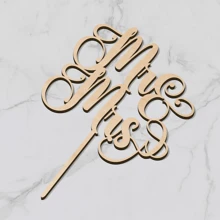 Decoración de pastel de bodas o compromiso de topper 'Sr. y Sra.' En madera (tamaño grande) - de madera - Ver 5