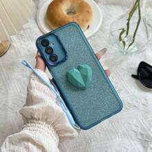 綠色1入組愛心形狀+矽膠帶手機殼，適用於三星S24U，閃亮版，新S23設計，矽膠防震超輕量後蓋，適用於A55 A73 M34 - 綠色 - 查看 7