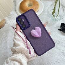 綠色1入組愛心形狀+矽膠帶手機殼，適用於三星S24U，閃亮版，新S23設計，矽膠防震超輕量後蓋，適用於A55 A73 M34 - 綠色 - 查看 6