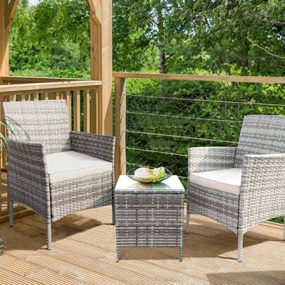 Patio Porch Furniture Sets 3 Pieces PE Rattan Wicker Chairs With Table Outdoor Garden Furniture Sets