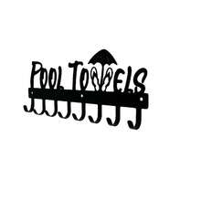 1入組附8掛鉤泳池毛巾架，戶外或浴室掛毛巾架，可用於掛浴袍、毛巾、衣物-完美的泳池區外標和裝飾(黑色) - 黑色 - 查看 2