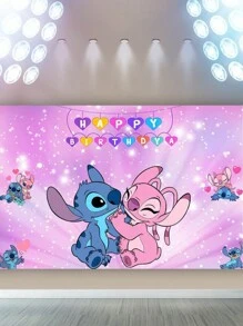Decoraciones de fiesta de cumpleaños de Stitch, telón de fondo de 5x3 pies con letrero de 'Feliz cumpleaños' y Banner de Aloha Hawaiiano para un fondo de fiesta tropical en la playa o verano - Multicolor - Ver 13