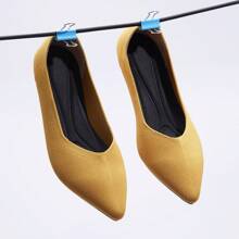 Women's Ballet Flat Shoes Knit Dress Shoes Pointed Toe Flats Comfort Slip On Walking Flats Foldable Soft Shoes - Yellow - View 5