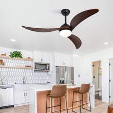 52 In. LED Indoor/Outdoor Smart Wood White Ceiling Fan With Light And 6-Speed Remote - 紫紅色 - 查看 5