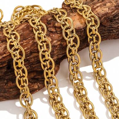 1m Stainless Steel Double Braided Oval Chain DIY Necklace Bracelet Jewelry Accessories Making