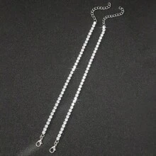 2pcs/Set Men's Simple Hip Hop Rhinestone Bracelet - Silver - View 3